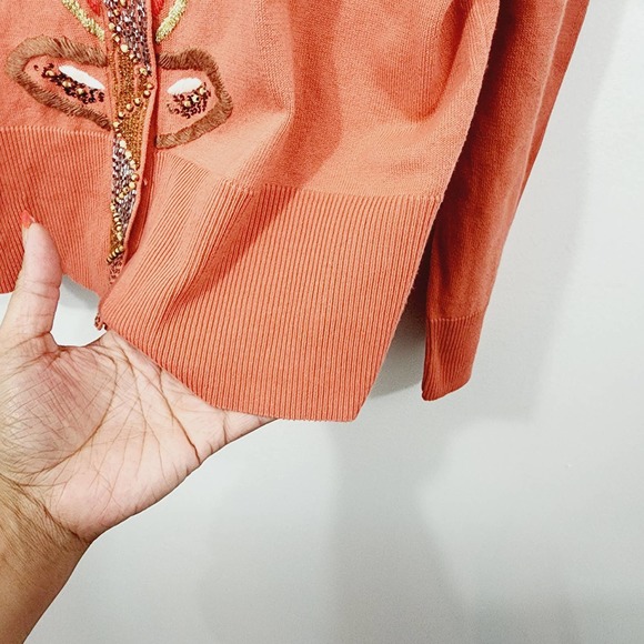 Parisian Signature Beaded Button Front Knit Cardigan Sweater Women's Size XL - Picture 9 of 12